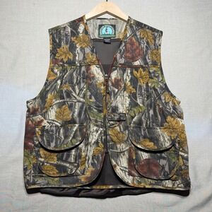 Master Sportsman Hunting Vest Mens L Camo Leaf Pattern Rugged Outdoor Utility